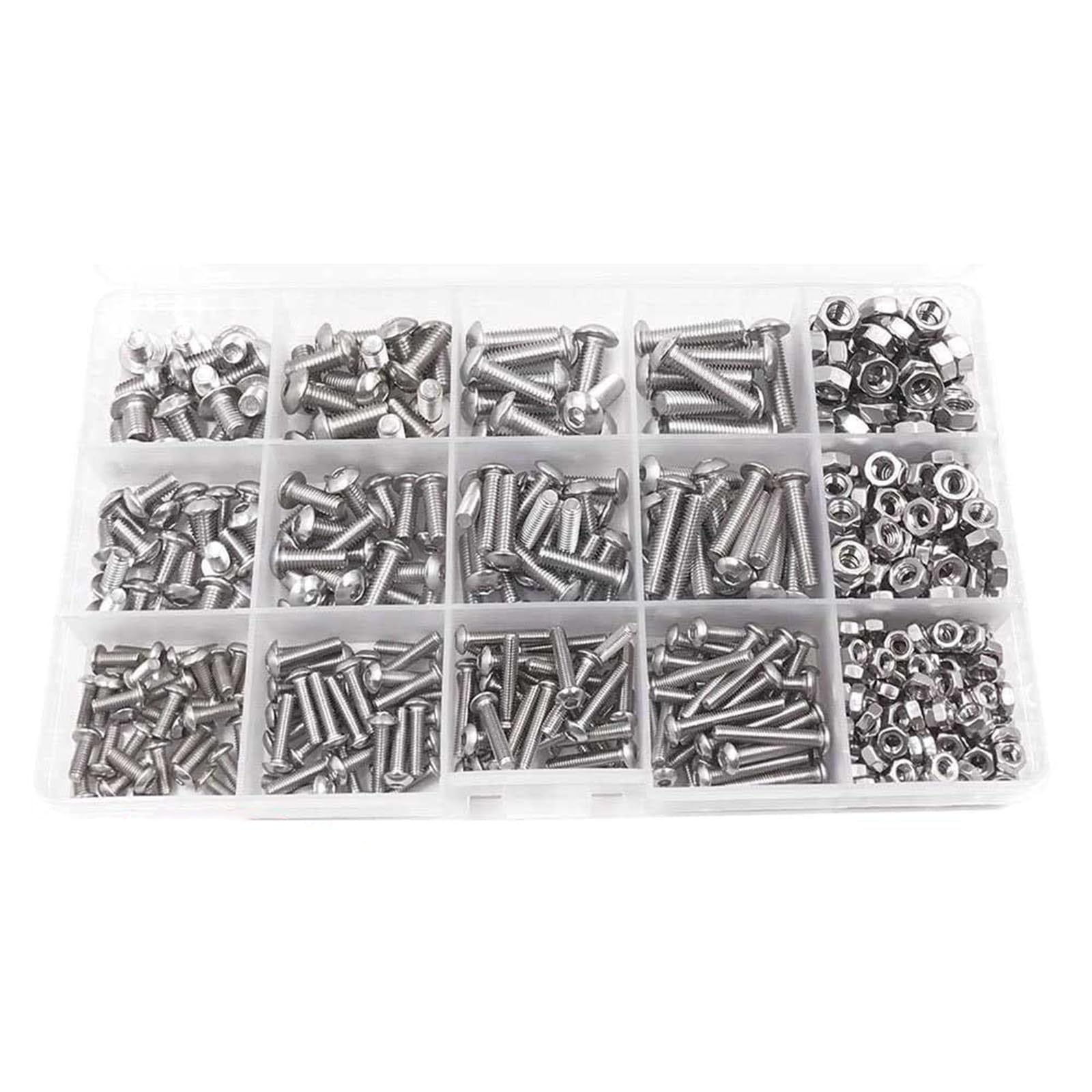 Kalttoy Multicolor 500Pcs 4Mm Hexagon Head Bolt And Nut Stainless Steels Small Metrical Screws Cylinders Screws Rustproof Hardware Cylinders Assortment Hardware Fasteners