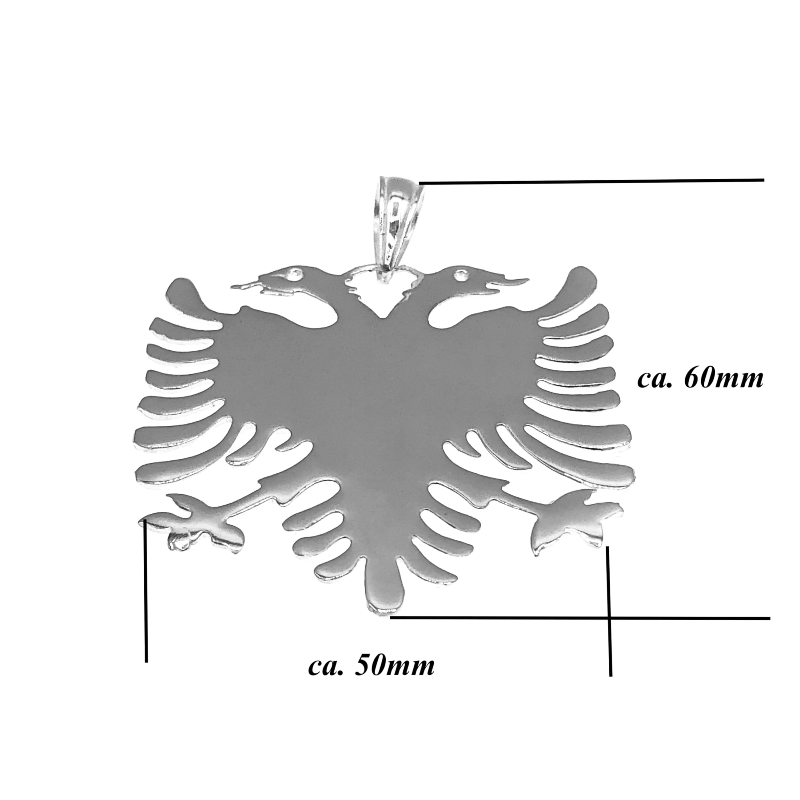 925 Sterling Silber Anhänger Albanische Adler Doppelkopf Albania Albanien Flagge Panzerkette/Unisex / 20797
