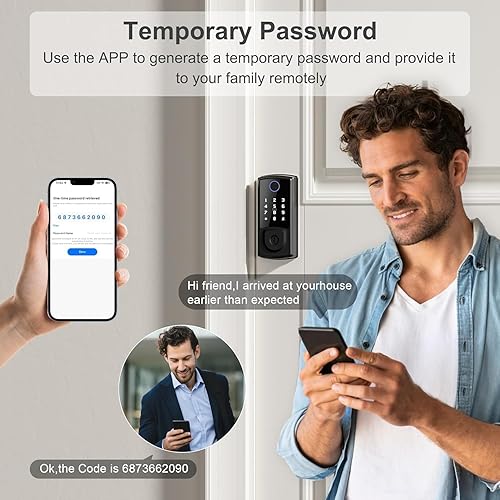Miniatura 7 de Cerradura de puerta inteligente, cerradura de puerta de entrada sin llave para puerta delantera, cerrojo inteligente de seguridad con teclado de