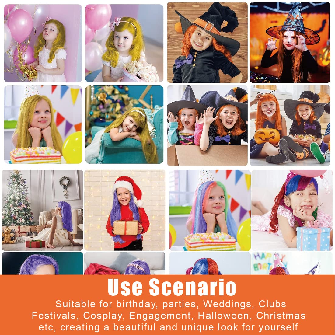 10 colori per Capelli Gesso Pettine Capelli Temporanea Gesso bambini Gessetti colorati per capelli Regali di compleanno per ragazze,Halloween,Pettine lavabile di gesso temporaneo，Non tossico