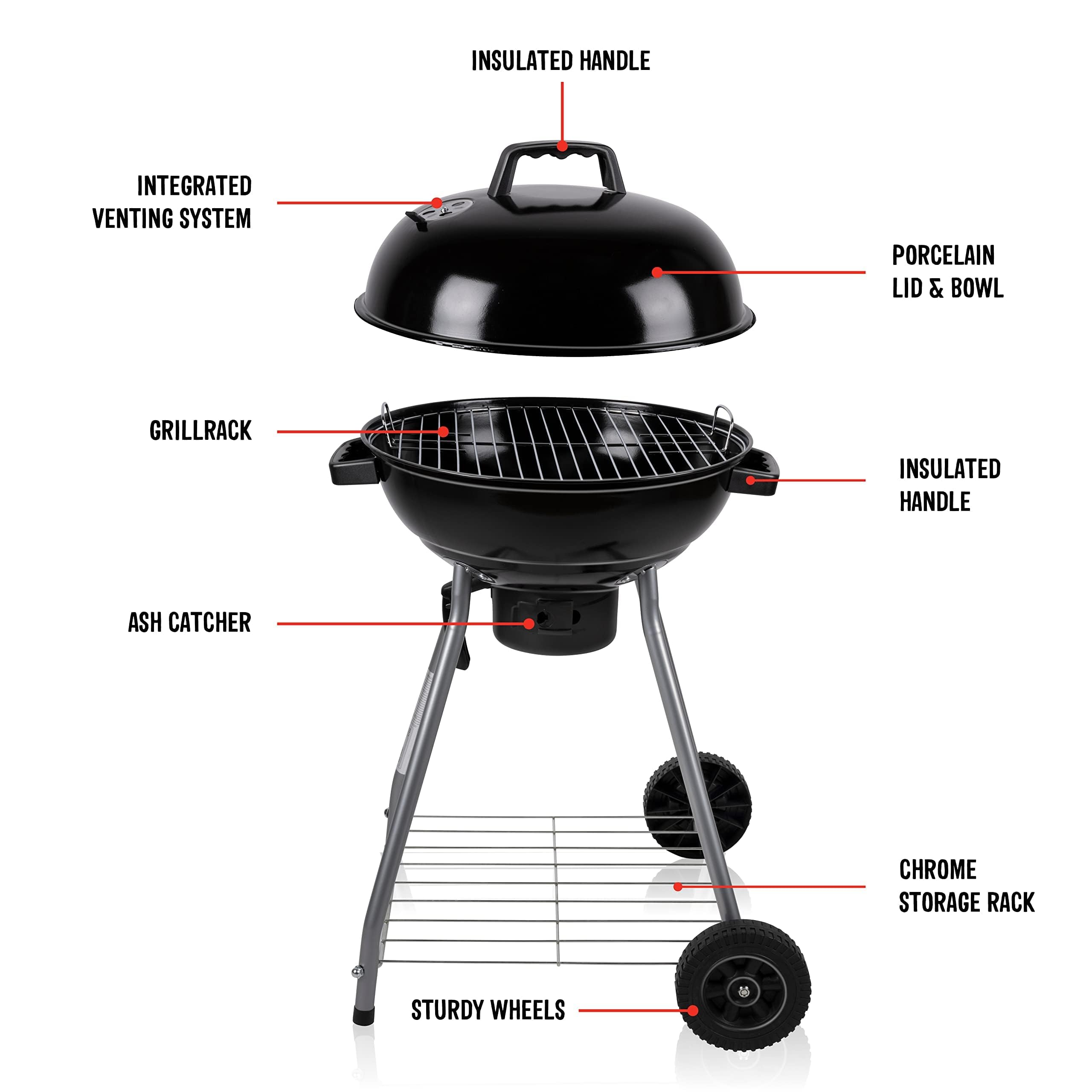 BBQ Collection grill kulisty – BBQ – grill z pokrywką – Ø 45 cm – węgiel drzewny
