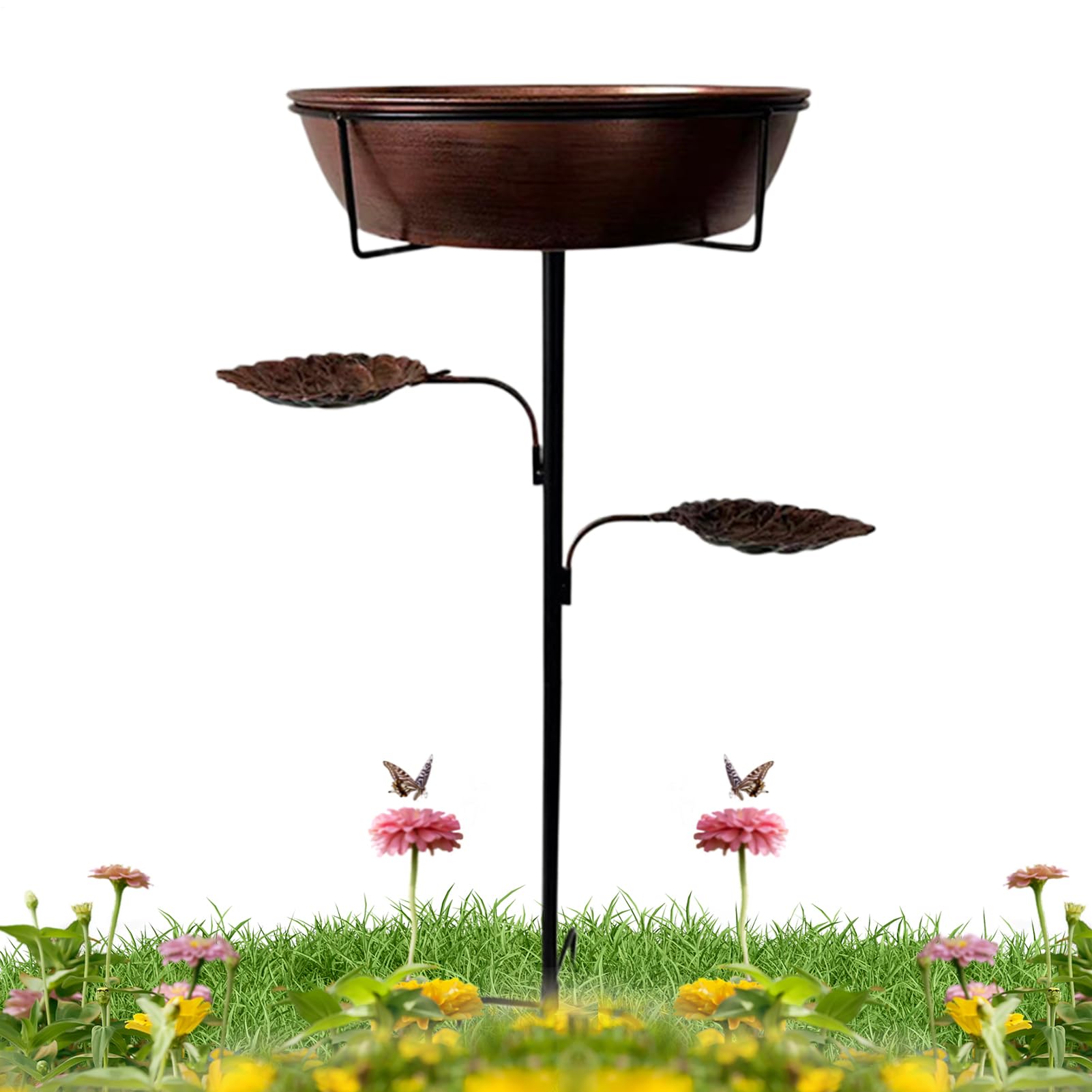 Baño para pájaros de exterior Bebedero de metal inoxidable con cuenco | Fuente de Agua para Aves de Jardín para Decoración de Exteriores Terraza Patio Balcón Hummingbird Pond