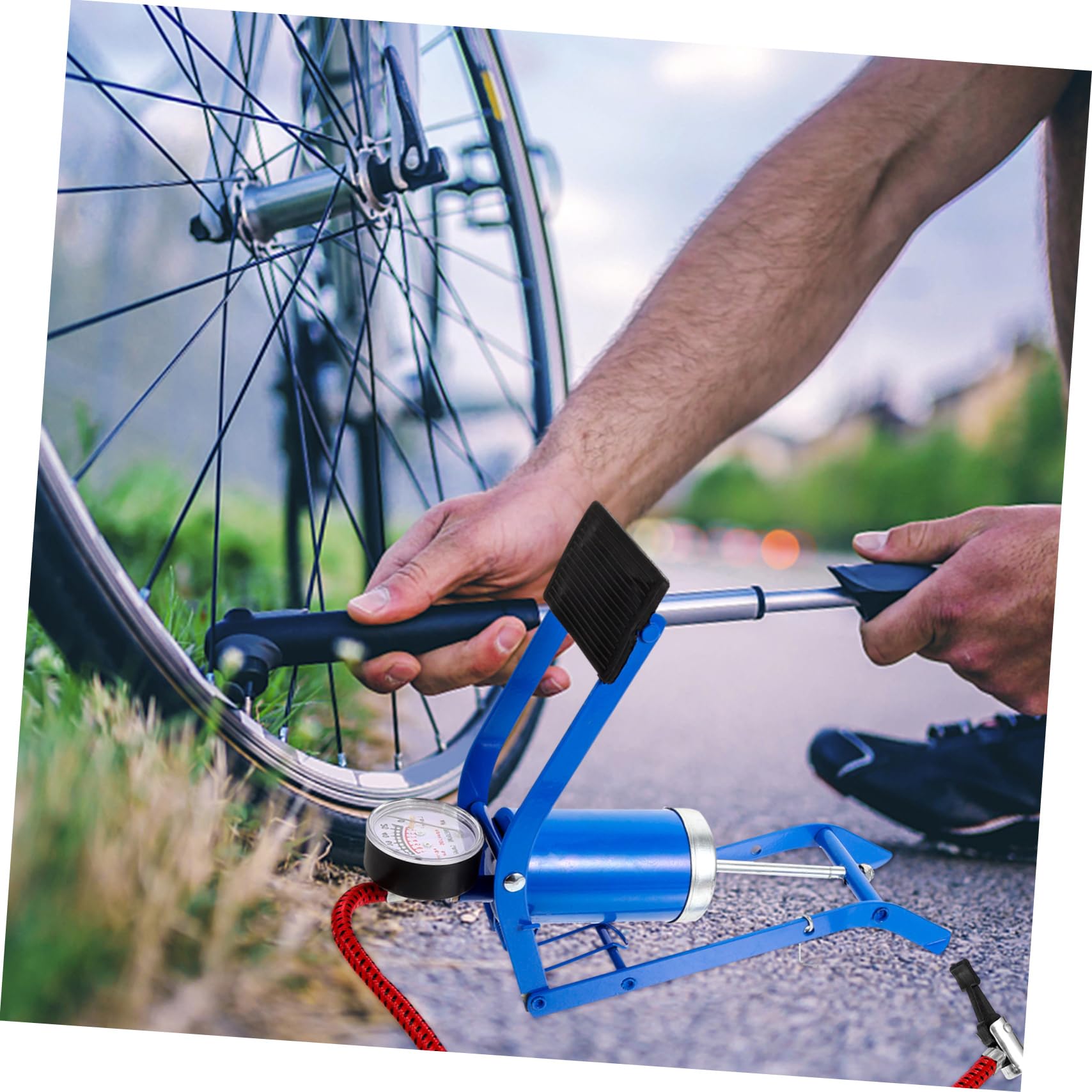 POPETPOP Hochdruck-fußpumpe Reifeninflator Fahrradpumpen Für Fahrräder Pumpbike Reifenpumpe Luft Pumpe Für Den Zyklus Standpumpe Für Fahrradreifen Aktivierte Standpumpe Eisen Blue