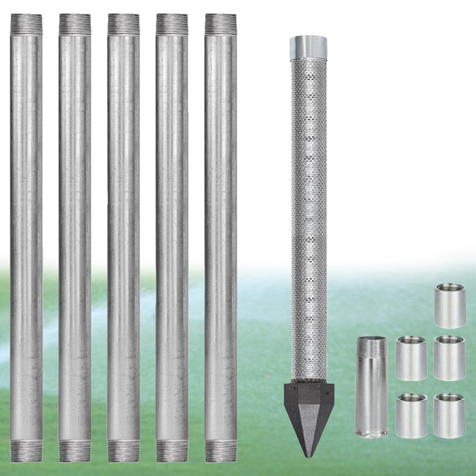 Pvxa Well Drive Point, Professional 1-1/4 Stainless Steel Drive Point Well Kit, 36-inch Well Drive Point, with 60 Gauge Mesh, for Gardens & Farms 6M