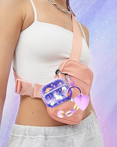Miniatura 6 de Funda para Airpods de 3 generación para mujer, bonita funda Kawaii estética para niñas, estuche protector de llavero femenino con purpurina líquida