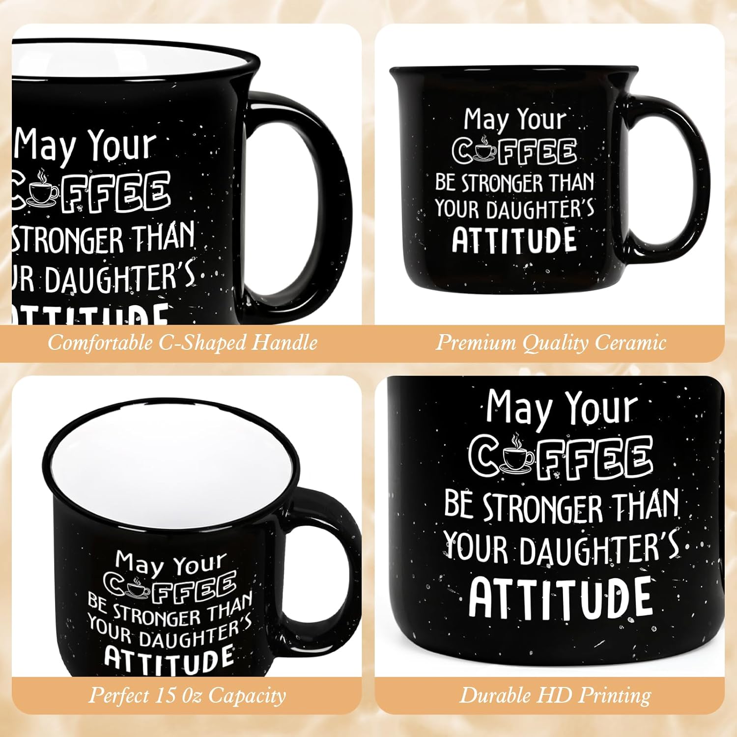 Maustic Dad Mug - Funny Dad Gift for Birthday, Christmas, Father's Day - May Your Coffee Be Stronger Than Your Daughter's Attitude - 15Oz - Image 7