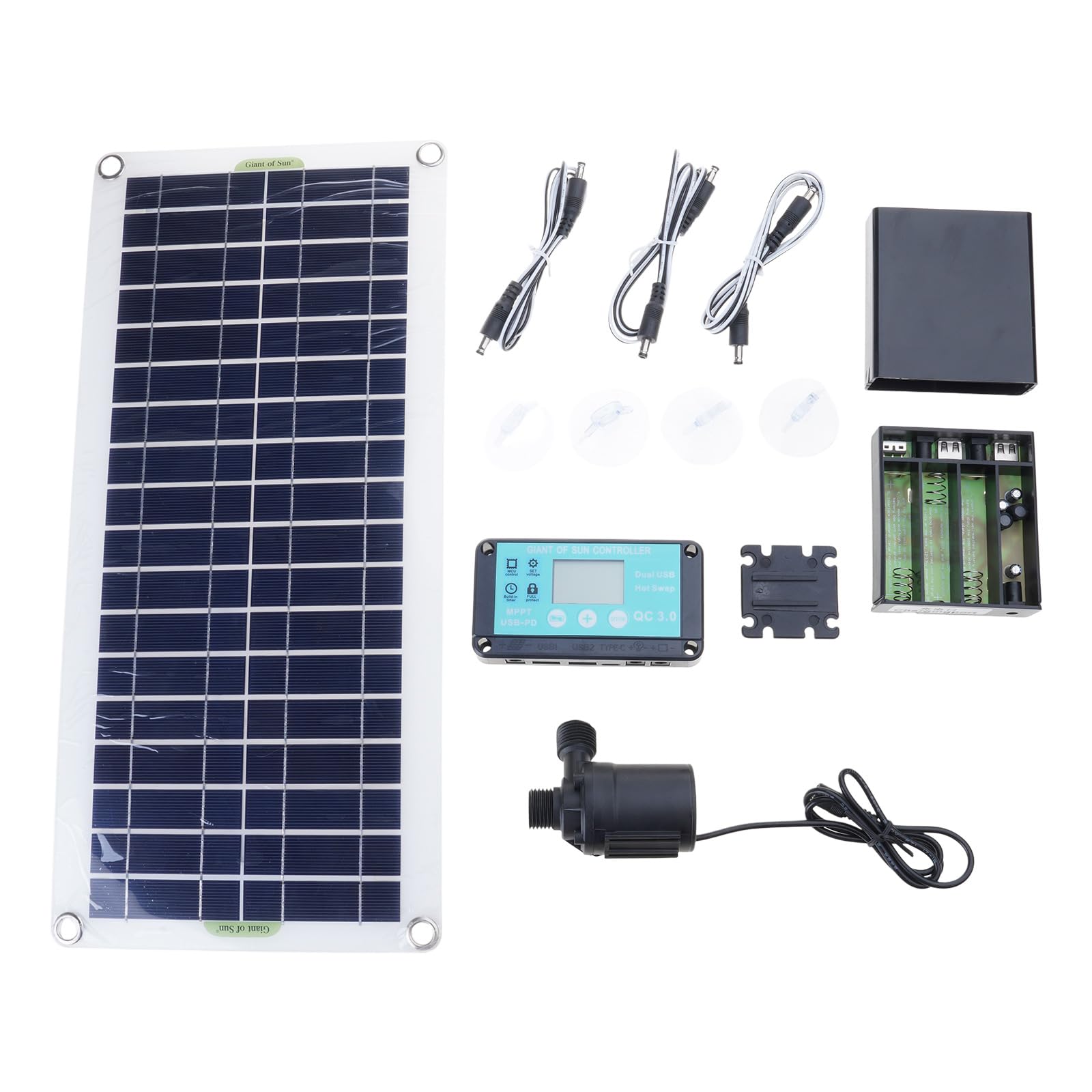 Low Noise Solar Fountains 100W Panel Lift Energy Storage Box for Pond Hydroponics Water Circulation Solar Power Water with Lift