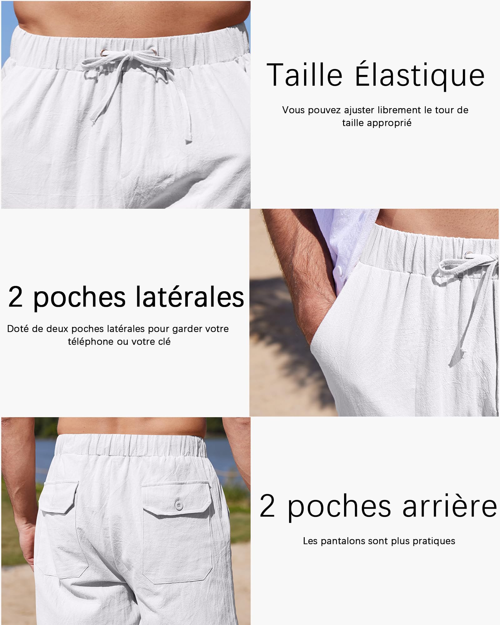 YAOHUOLE Pantalon Homme en Lin - Grande Taille et Large en Bas