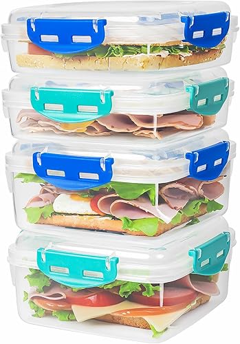 Freshmage 3 recipientes para sándwich con tapas, 100% herméticos, sin BPA, aptos para microondas y lavavajillas, incluye 3 recipientes de sándwich disponible en Yaxa Colombia