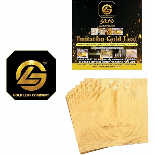 Gold Leaf Company Used for Painting Home Decoration Art Craft Leafing glidding,ect 100 Sheets, 8 by 8.cm -Size 3.14 * 3.35 inhches (Gold)