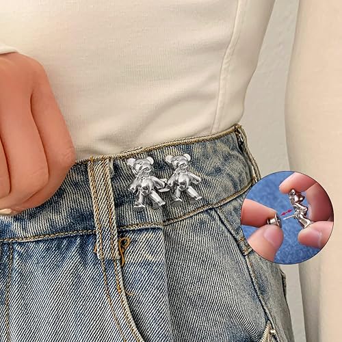 Miniatura 3 de 8 pares de bonitos botones de oso para ropa, pantalones, sin costura, cintura desmontable, ajuste corporal, hebillas de apriete, accesorios de ropa