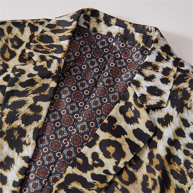 Image of Men's Blazers Leopard Print Notched Lapel Suits Slim Fit Sequins Tuxedo Stylish Sport Coats Jackets
