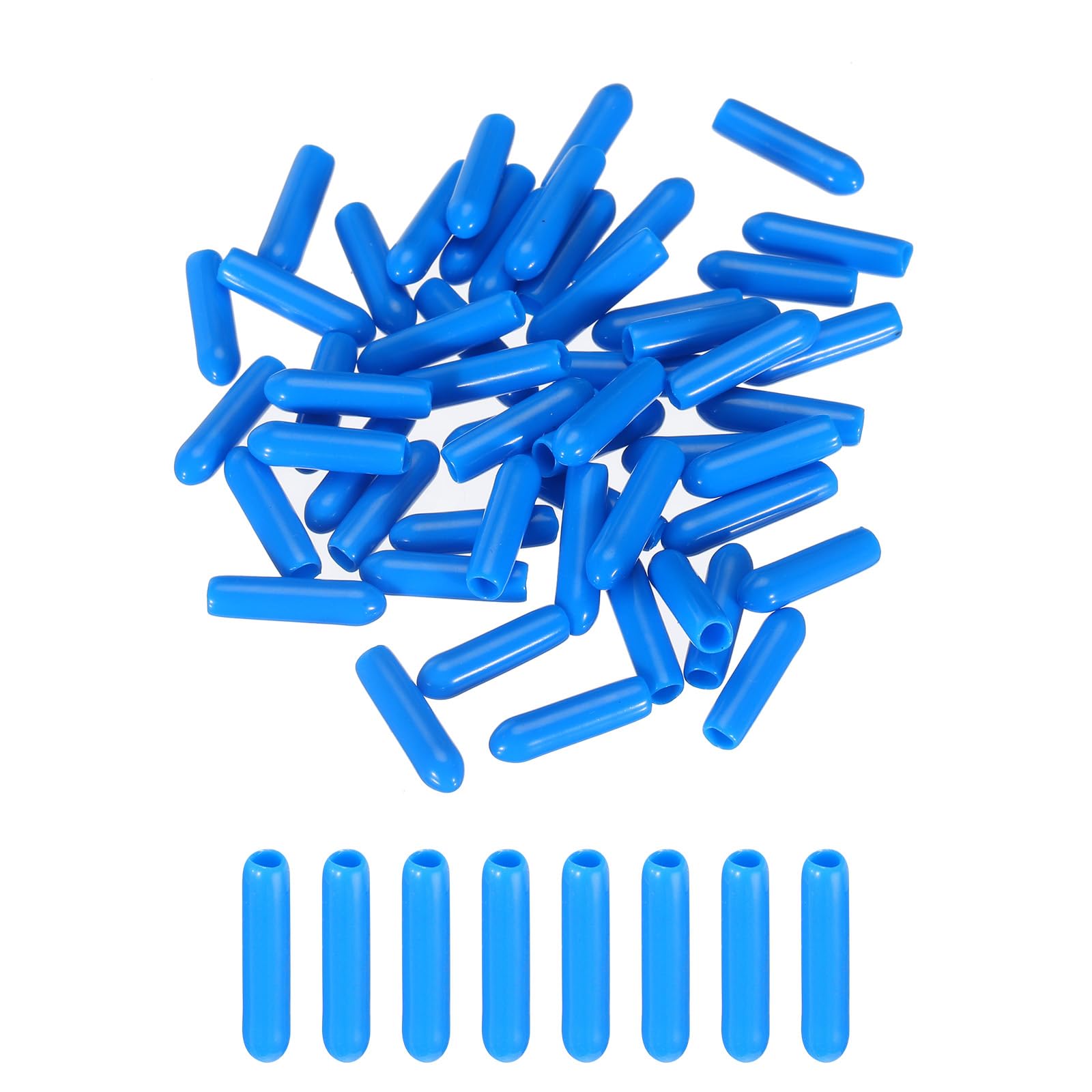 MECCANIXITY 50pcs 3mm(1/8") Rubber End Caps Cover PVC Vinyl Screw Thread Protector Round Wire Shelf Caps for Screw Bolt Pipe Fence Post, Light Blue