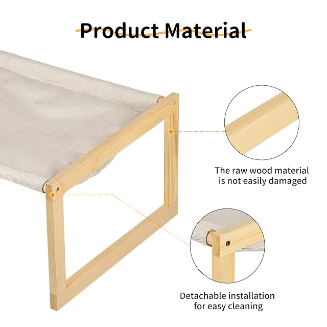 Foto 4 de 8 de Cama para gatos extraíble de madera, 50 x 40 x 25 cm