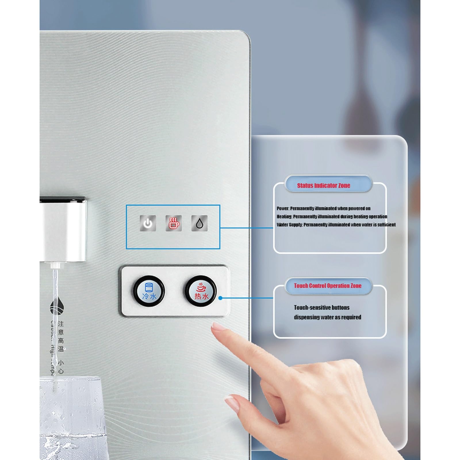 Distributeur Eau Mural Alimenté par Le Réseau Électrique avec Élément Chauffant en Acier Inoxydable Et Double Commande Fontaine A Eau pour Bureau,Salon,Chambre À Coucher