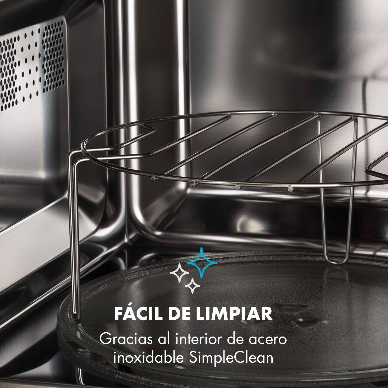 Klarstein Victoria 20 - Microondas, Diseño retro, 20 litros, Microondas de 800 W/Función grill de 1000 W, 3 funciones predeterminadas, Acero inoxidable, Incluye marco para montaje, Marfil
