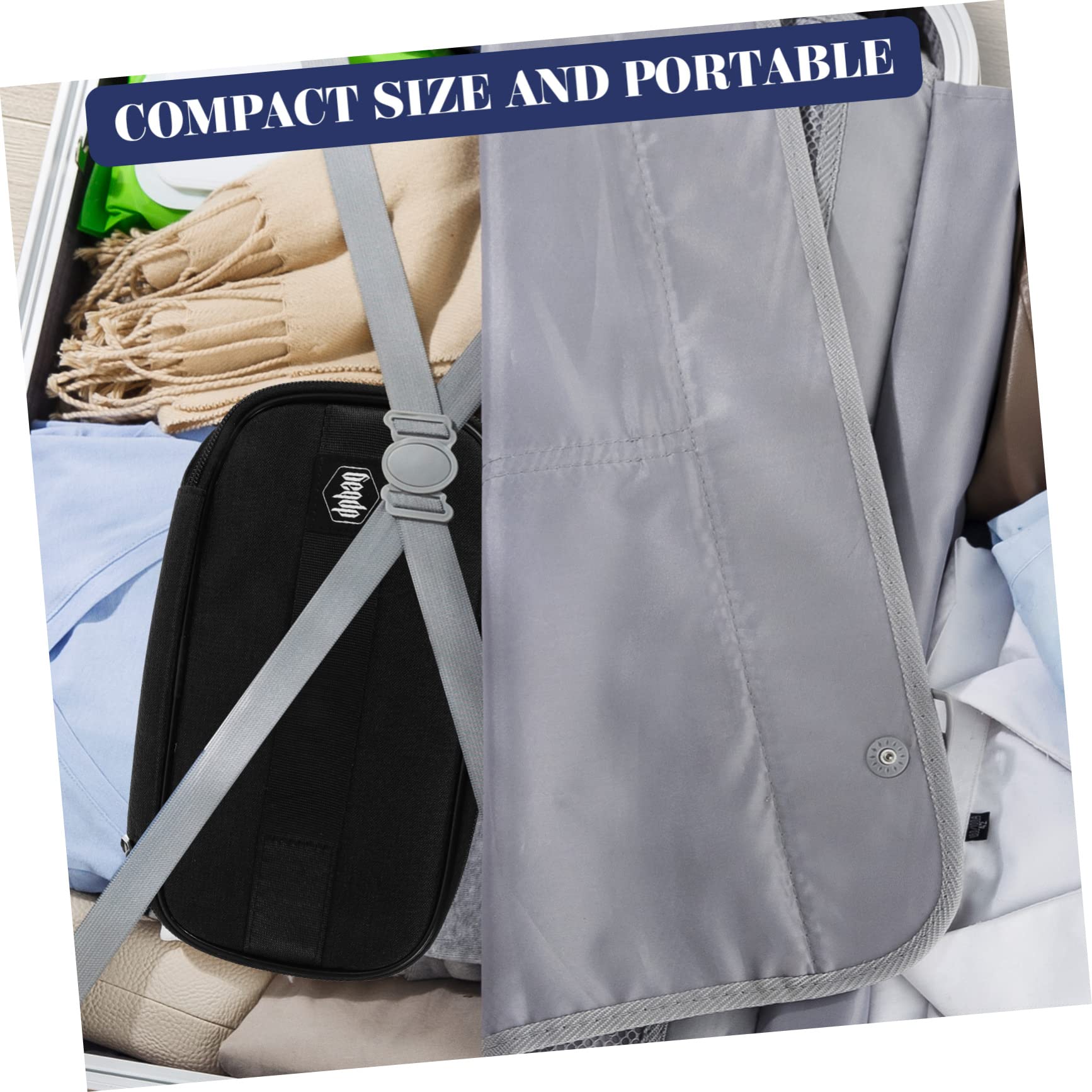 Beavorty Borsa da Toilette da Viaggio Portatile Oxford Nero, Scomparti Multipli e Chiusura a Combinazione, per Trucchi e Lip Gloss