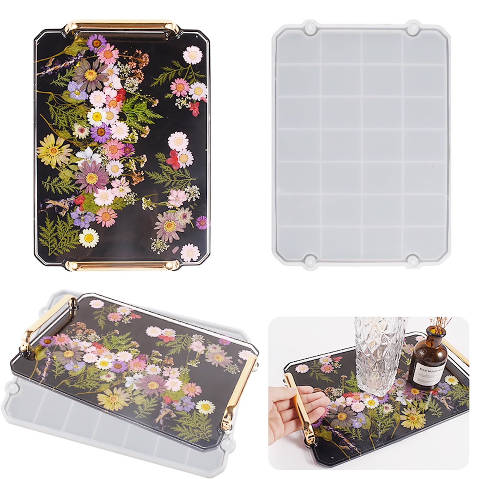 Stampo In Silicone Per Resina Epossidica 24.5x17x5 Cm - Per Vassoi, Sottobicchieri E Decorazioni - Foto 5