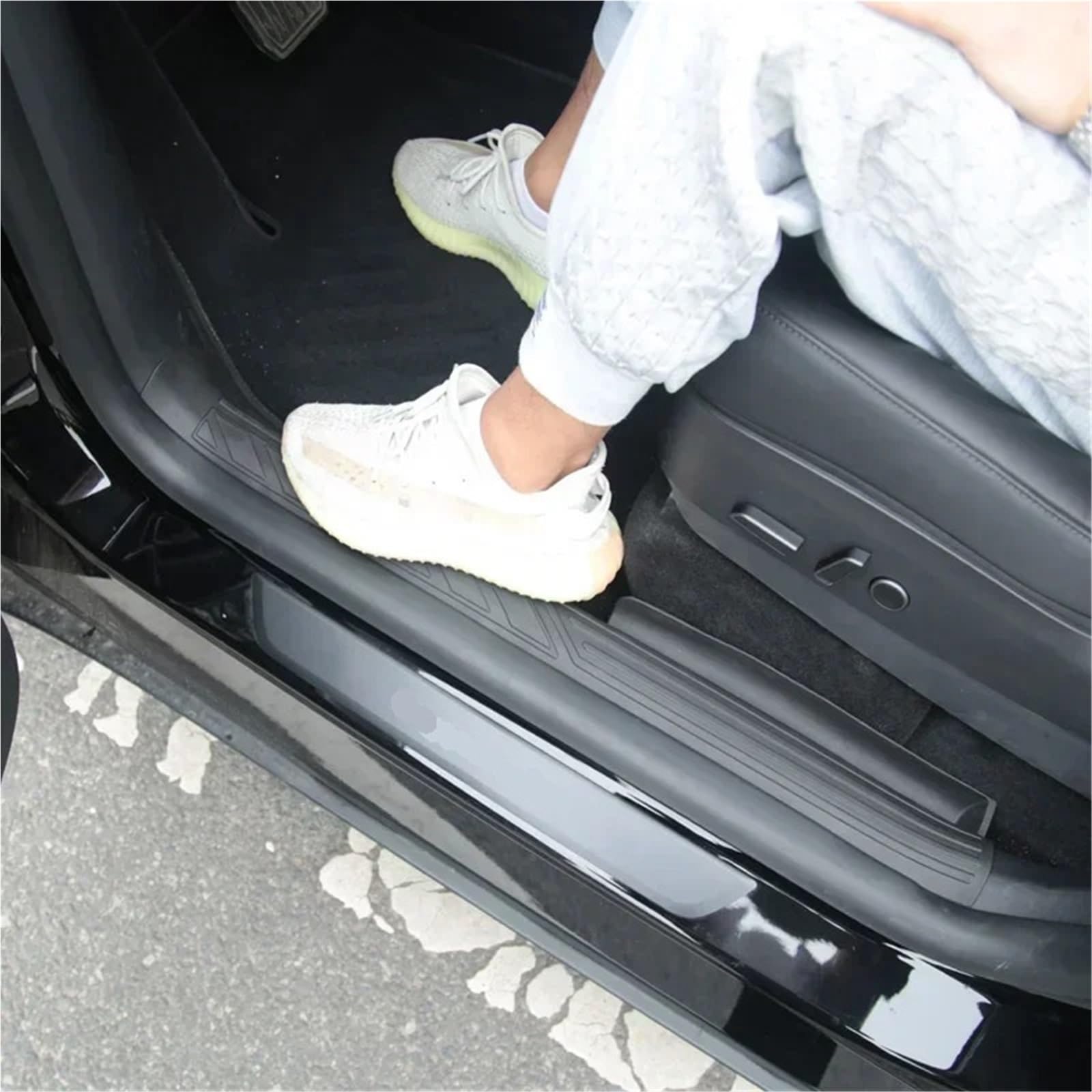 drabina składana auto Pasuje do Tesli, pasuje do modelu Y, listwa progowa bagażnika, naklejka na pedał powitalny, ABS, błotnik boczny, maty TPE(Front Door Sill)