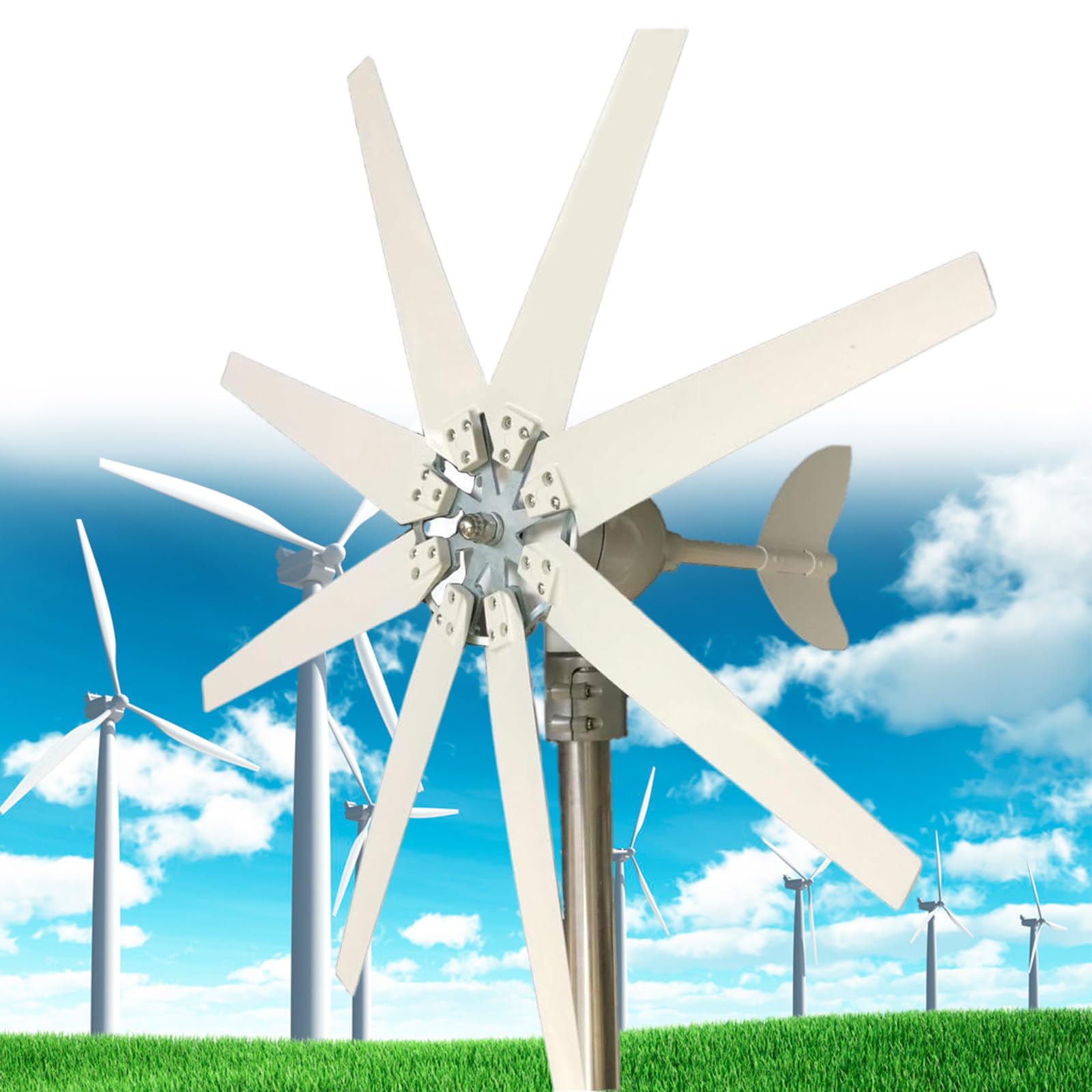 Zestaw turbiny wiatrowej 8000W 12/24/48 V z 8 łopatkami, z regulatorem ładowania, zasilanie łódki, kampera, dom, wiatrak odpowiedni do hybrydowego solarnego, 12 V