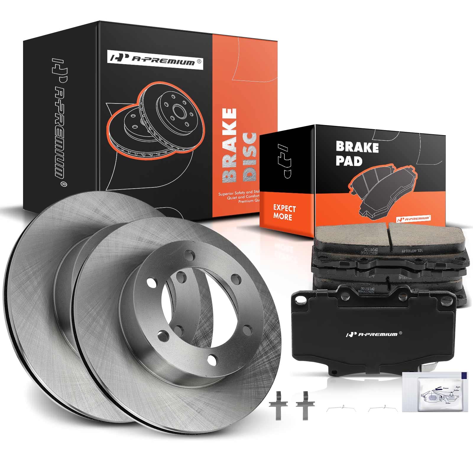 A-Premium 11.69 inch (296.8mm) Front Vented Disc Brake Rotors + Ceramic Pads Kit Compatible with Select Toyota Models - Tacoma 1995-1998, Tacoma 2004 3.4L, 4Runner 1996-2002, 6-PC Set
