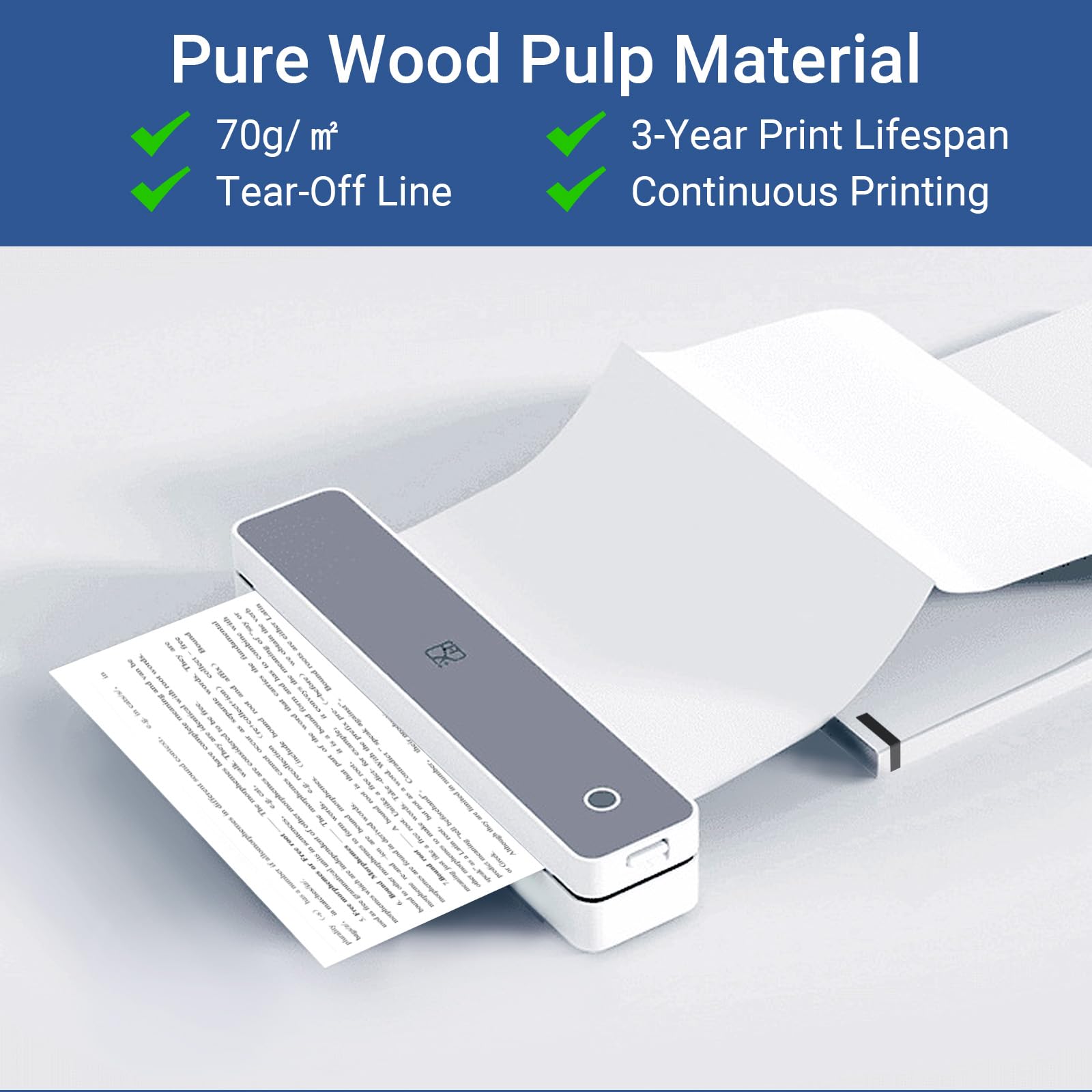200 Hojas de Papel Térmico A4 - Papel Térmico Impresora, 210×297 mm, 70g/m² Papel de Pulpa de Madera Pura, Sin BPA, Compatible con la Mayoría de Impresoras Térmicas A4