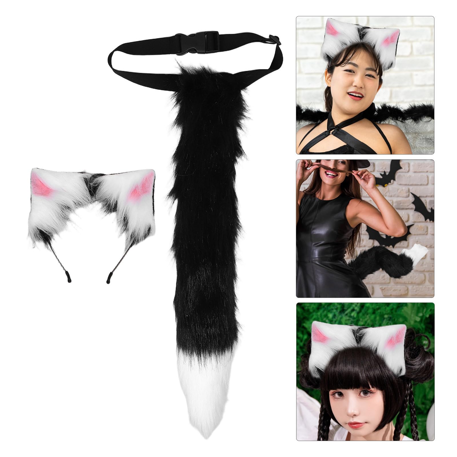 Tofficu 3 Juegos Diadema Orejas de Gato y de Felpa Negra Ligera y Cómoda para Disfraces de Halloween en Fiestas Temáticas y Cosplay para Niñas