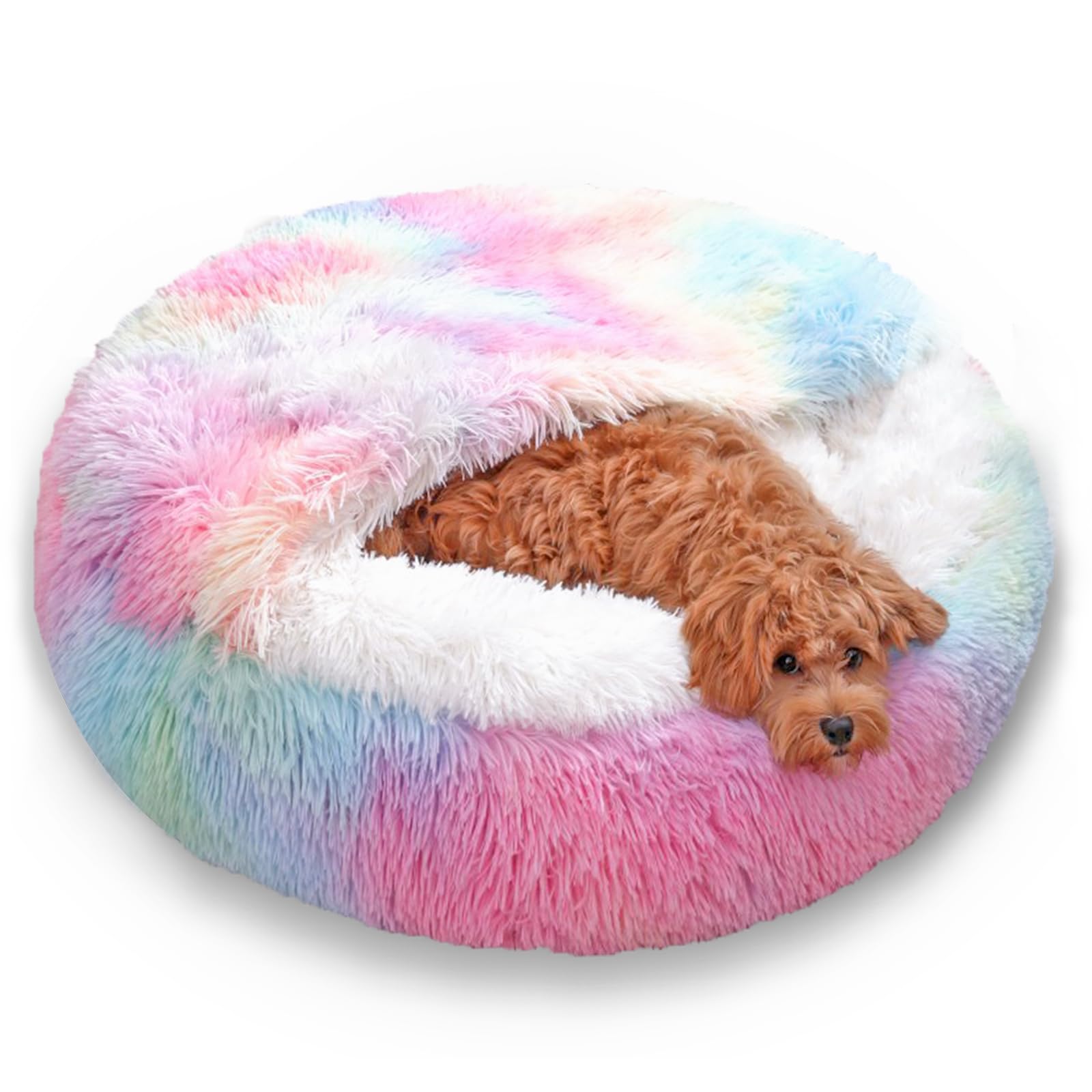 YIGAARUI Calming Dog Bed Fluffy Plush Pet Bed under 10kg，Large Cave Dog Bed Washable Non-Slip Cat Nest Pod Windproof，Cozy Indoor Cave Bed For Kitten Dog Non-slip Bottom (color, 65CM) — image 1