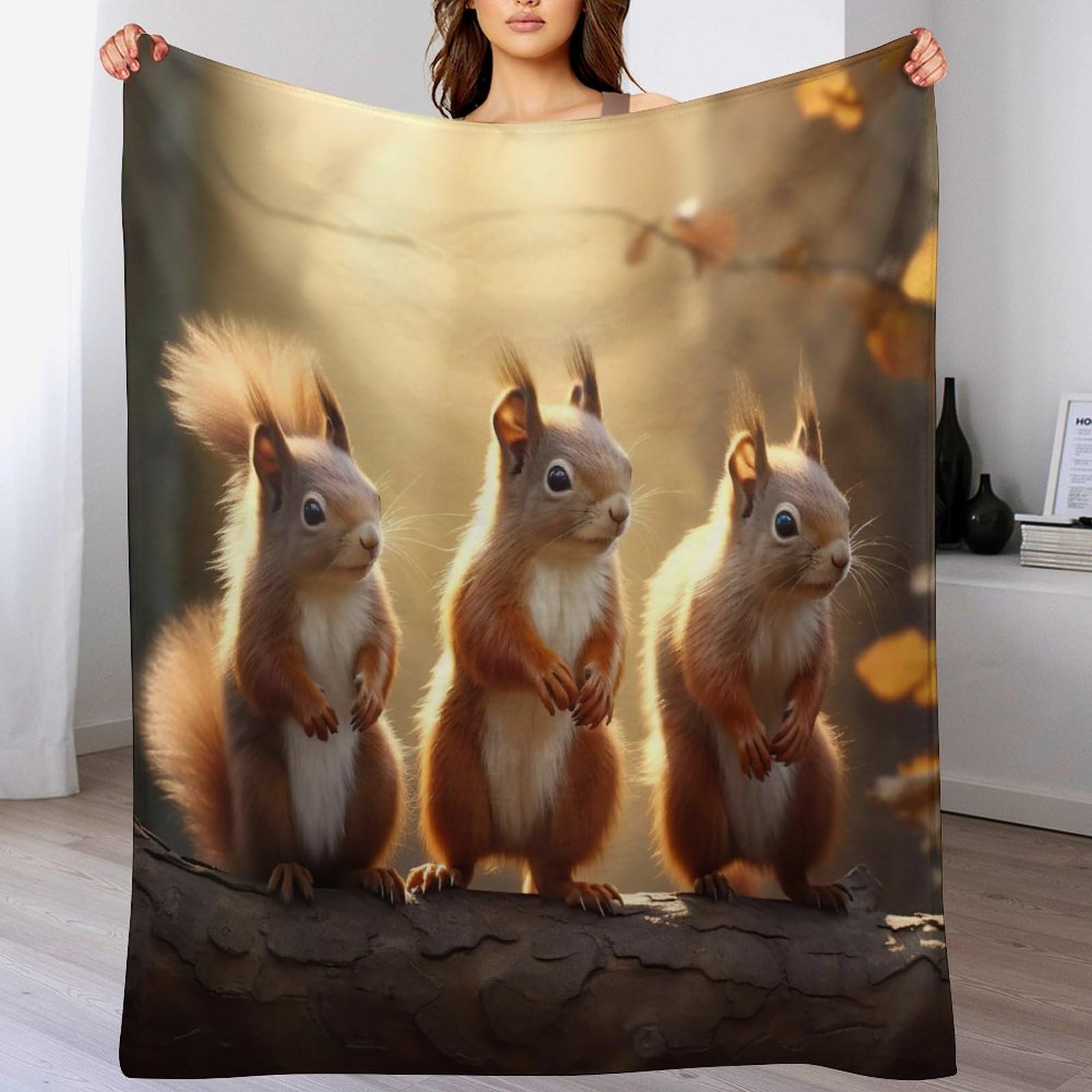 Couverture Canapé écureuil pour cocooning au salon et confort thermique au bureau