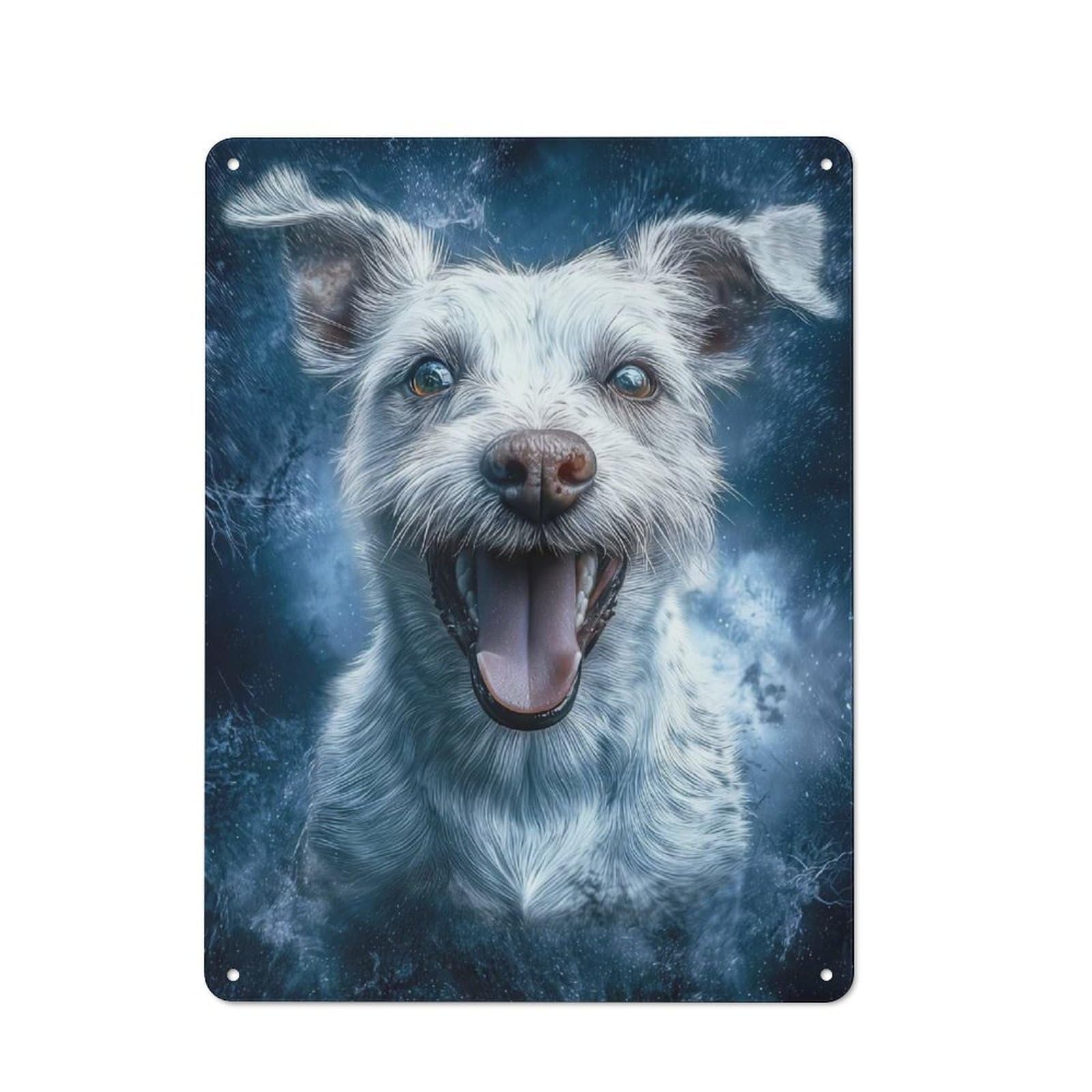 Junmoney Smiling Jack Russell Terrier Rustic Metal Sign 40X30cm For Lounge Or Reading Corner, For Reading Corner Decorators
