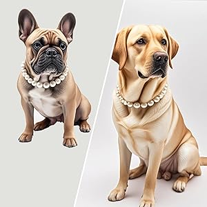 0.55 inch Big Pearl Dog Collar,Suit for Medium Large Dog,Occasions and Garden Party,Strong Stainless Steel Wire Rope,Elegant Exquisite Adjustable Dog Pearl Necklace