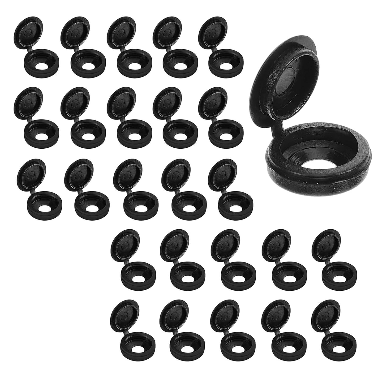 100 PCS Black Screw Caps, Number Plate Screw Caps, Black Plastic Hinged Screw Cover Caps, for M4-M5 Screw
