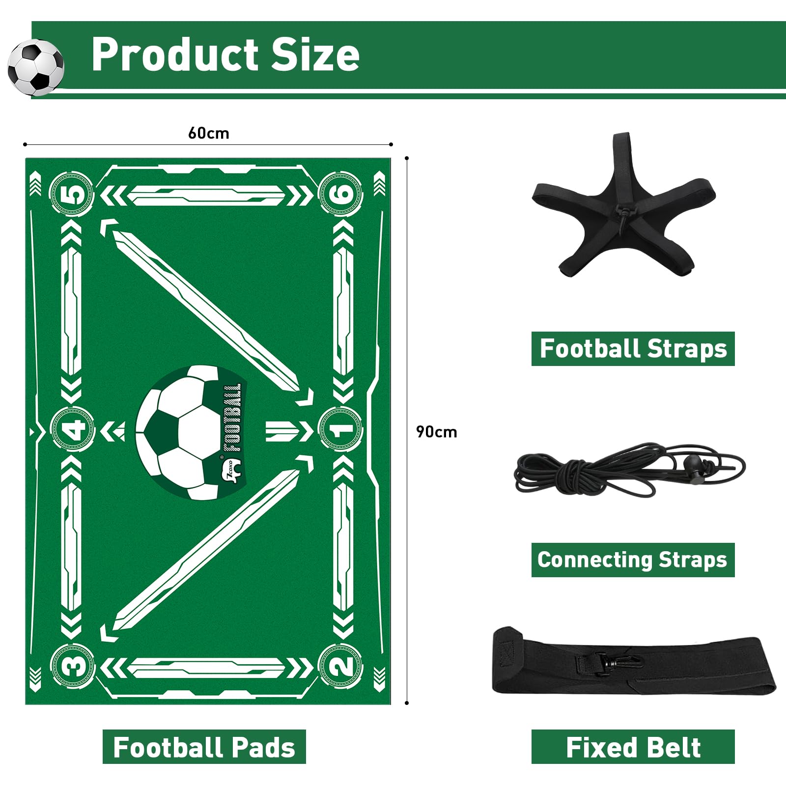Soccer Training Mat with Belt, Soccer Training Equipment for All Ages to Improve Speed, Strength, and Coordination,Non-Slip Silent Absorption Football Footwork Training Mat