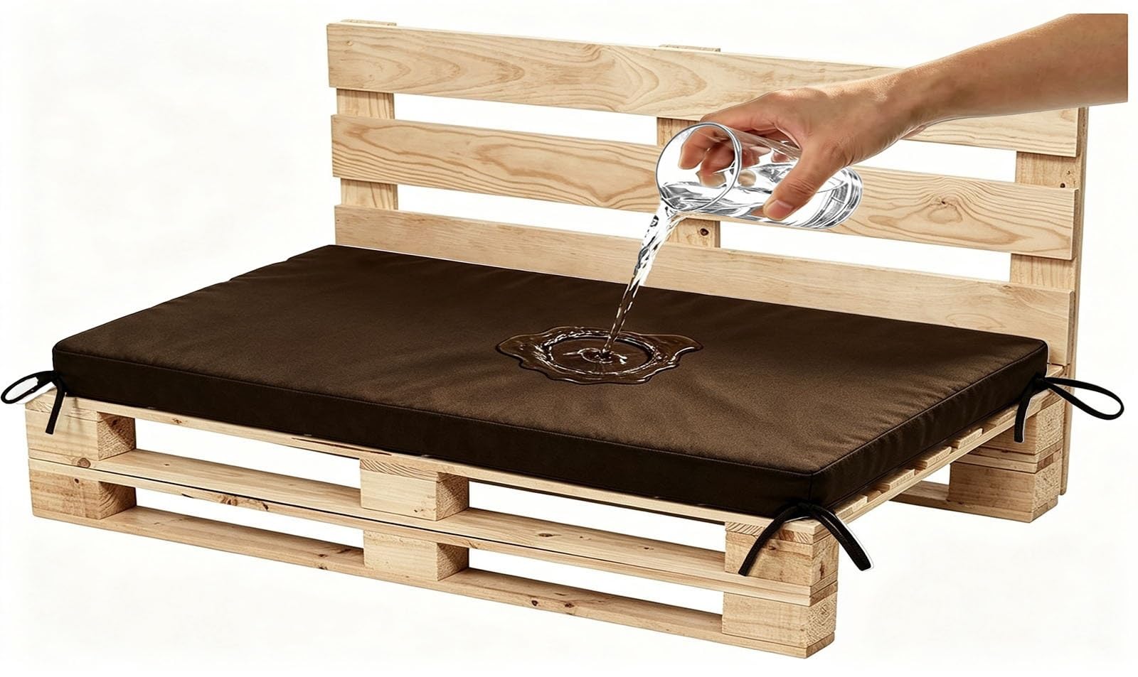 YNJJKA Outdoor Swing Seat Cushions Waterproof 80% 5cm/1.9" Thick Outdoor Bench Cushion, Settee Couch Pads with Zipper Washable, Patio Swing Seat Cushion with Ties(Dark Brown,70x70 cm 28x28 in)