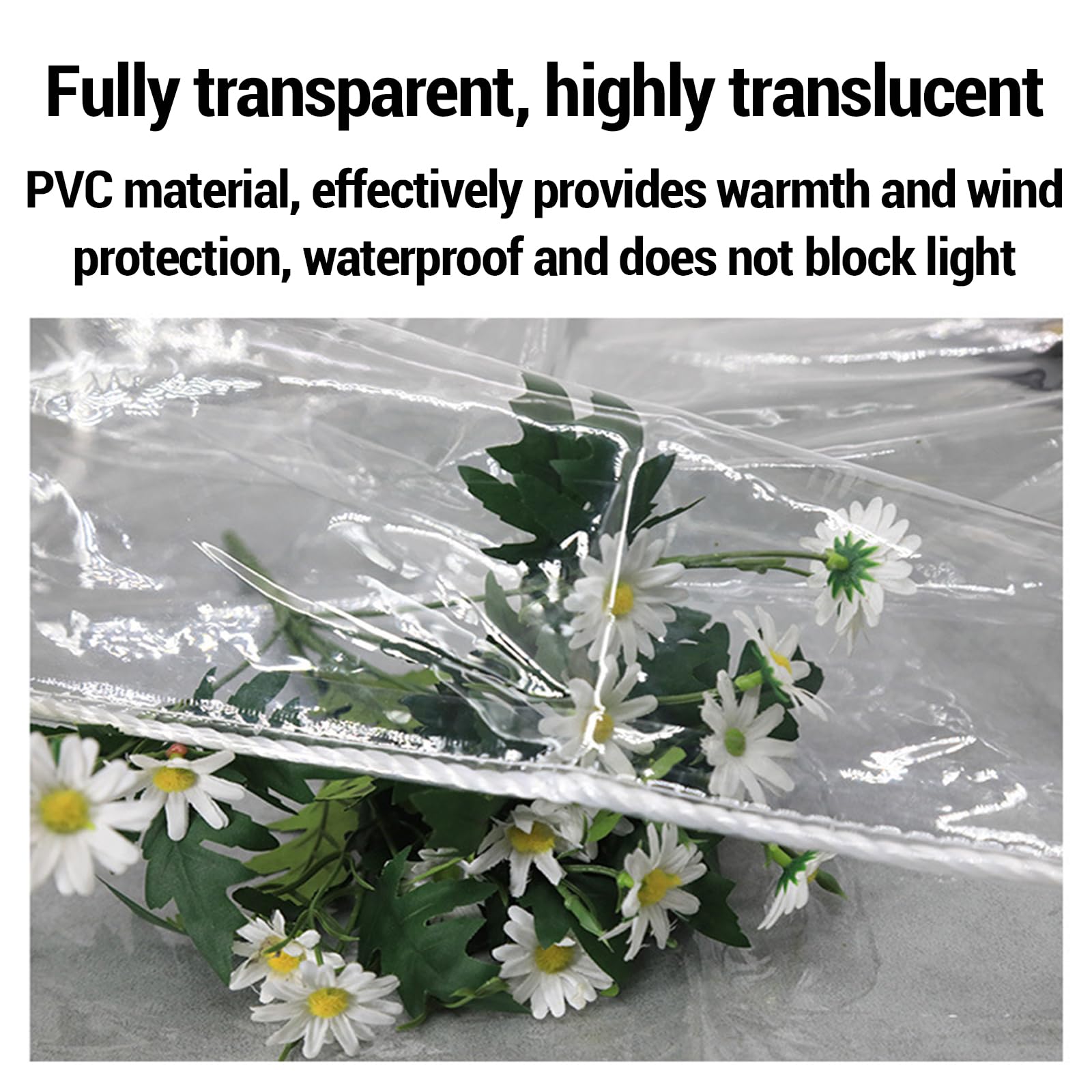 PVC Durchsichtige Plane,wasserdichte Transparente PVC Plane,Transparente Plane Mit öSen,KäLtebestäNdigkeit,FüR Regenschutz Terrasse Balkon AußEnbereich Carport