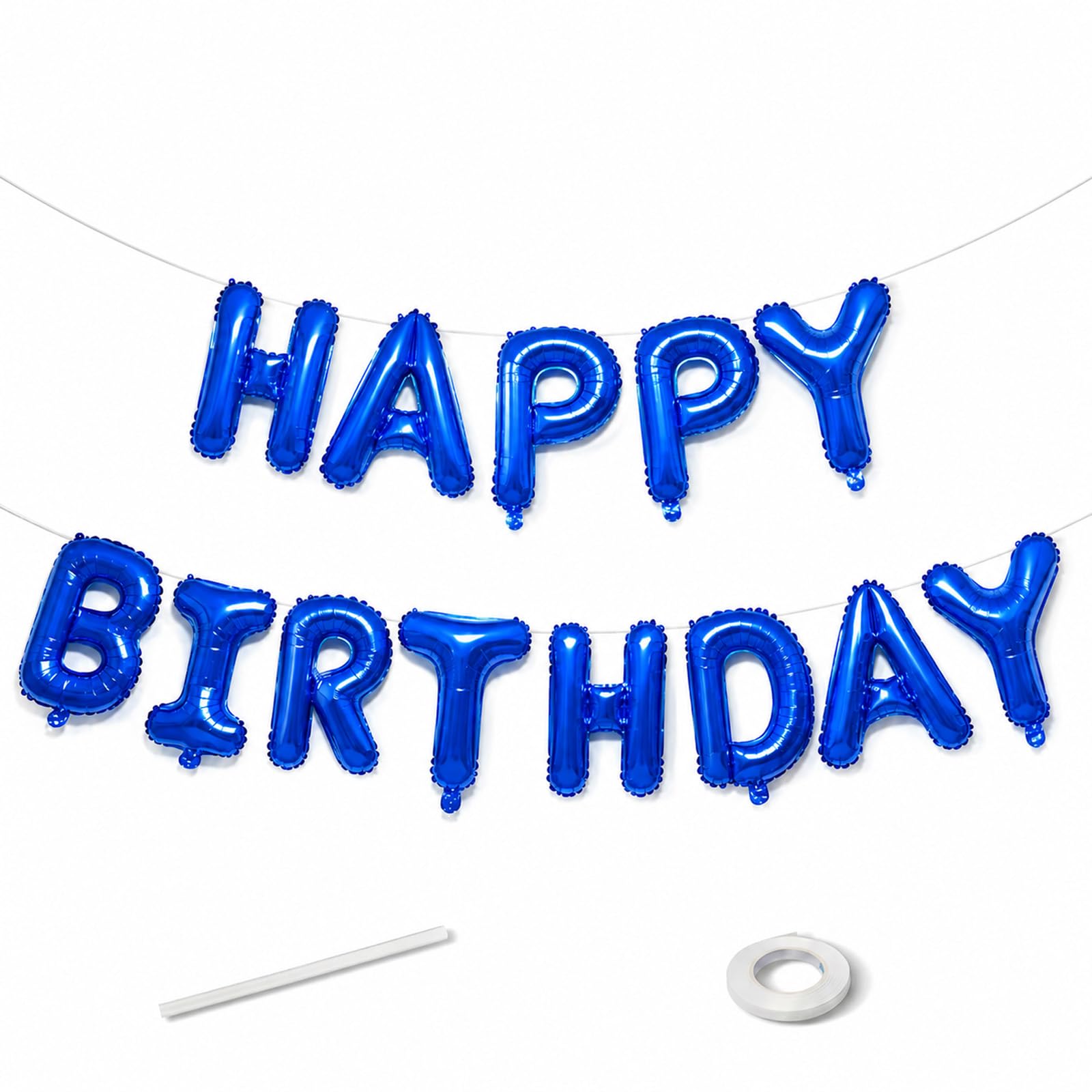 Dark Blue Happy Birthday Balloon Banner, 16 Inch Navy Blue Foil Letter Birthday Banner Balloons, Royal Blue Birthday Sign Balloons for Boys Men Space Ocean Birthday Party Decorations Supplies