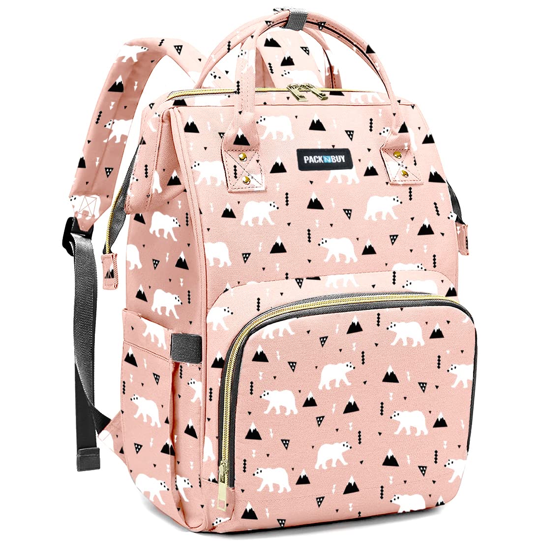 PACKNBUY Diaper Bag for Mothers Mom Stylish Big Size Spacious Pink-image-42