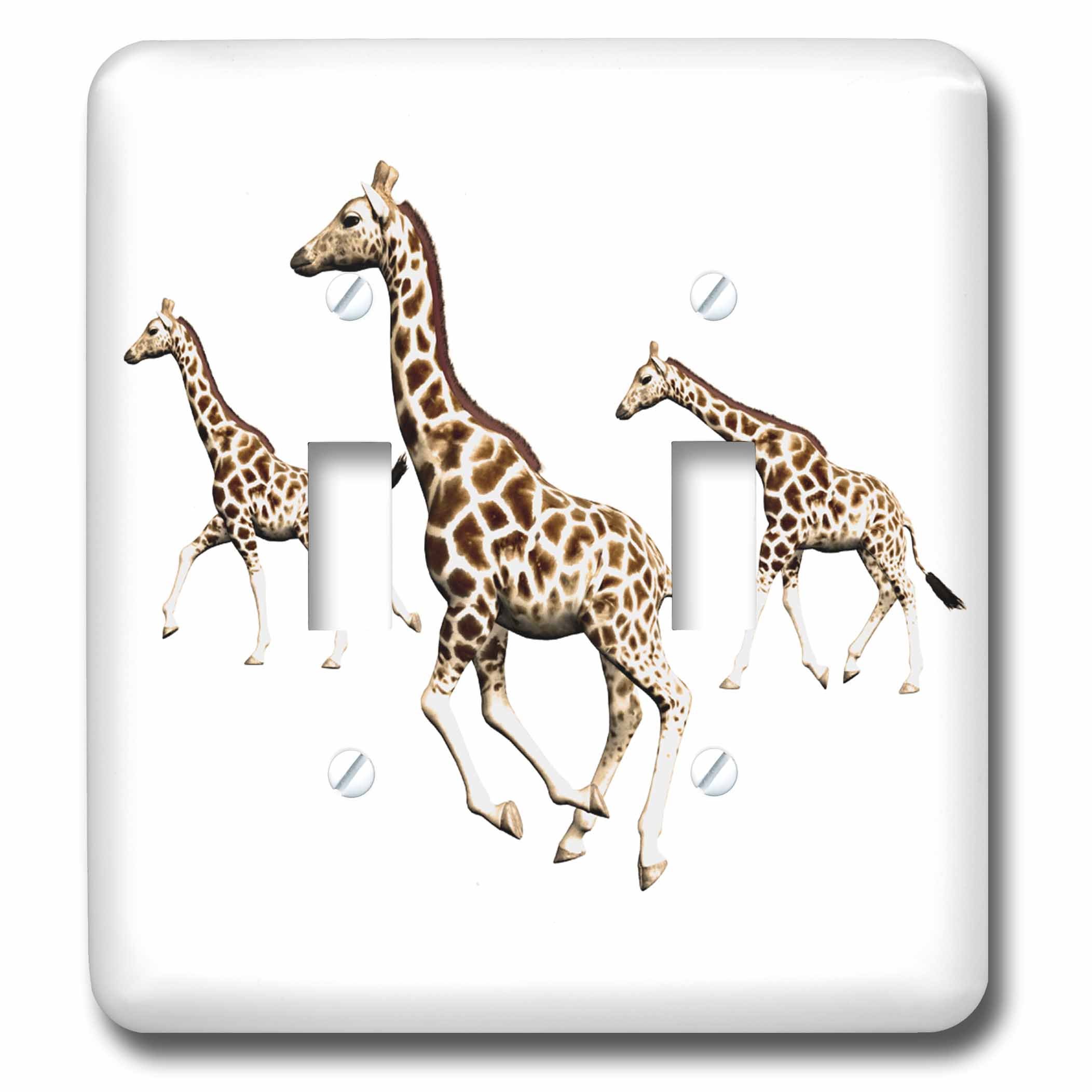 Double interrupteur à bascule Girafe Trio remplacez vos plaques blanches 3dRose lsp_62978_2