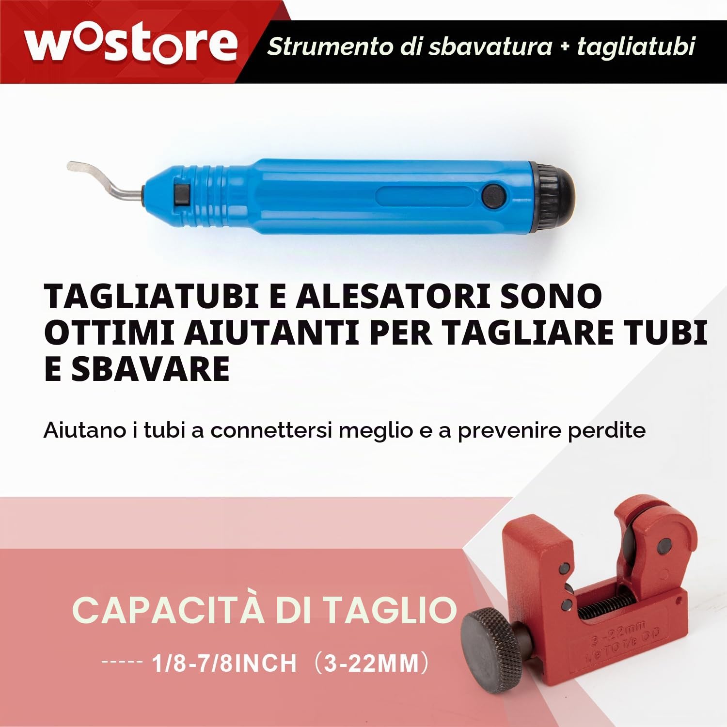 Wostore Kit svasatura tubo freno svasature singole doppie SAE bolla ISO taglierina tubi alesatore 3/16-5/8" 7 misure