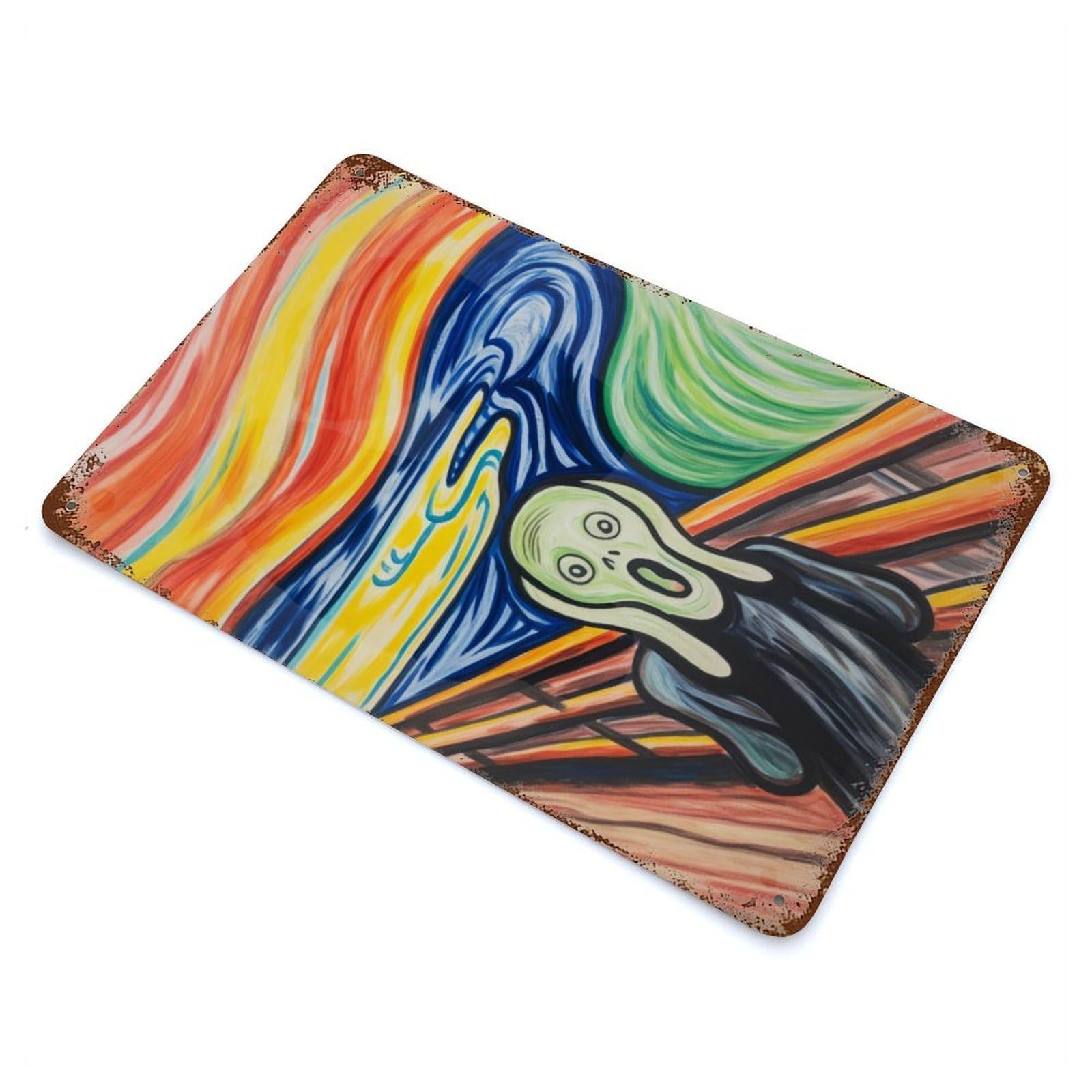 Scream Painting Weathered Tin Sign 11.8"x7.9", for Garage, Bar And Workshop Decor, Vintage Wall Decor