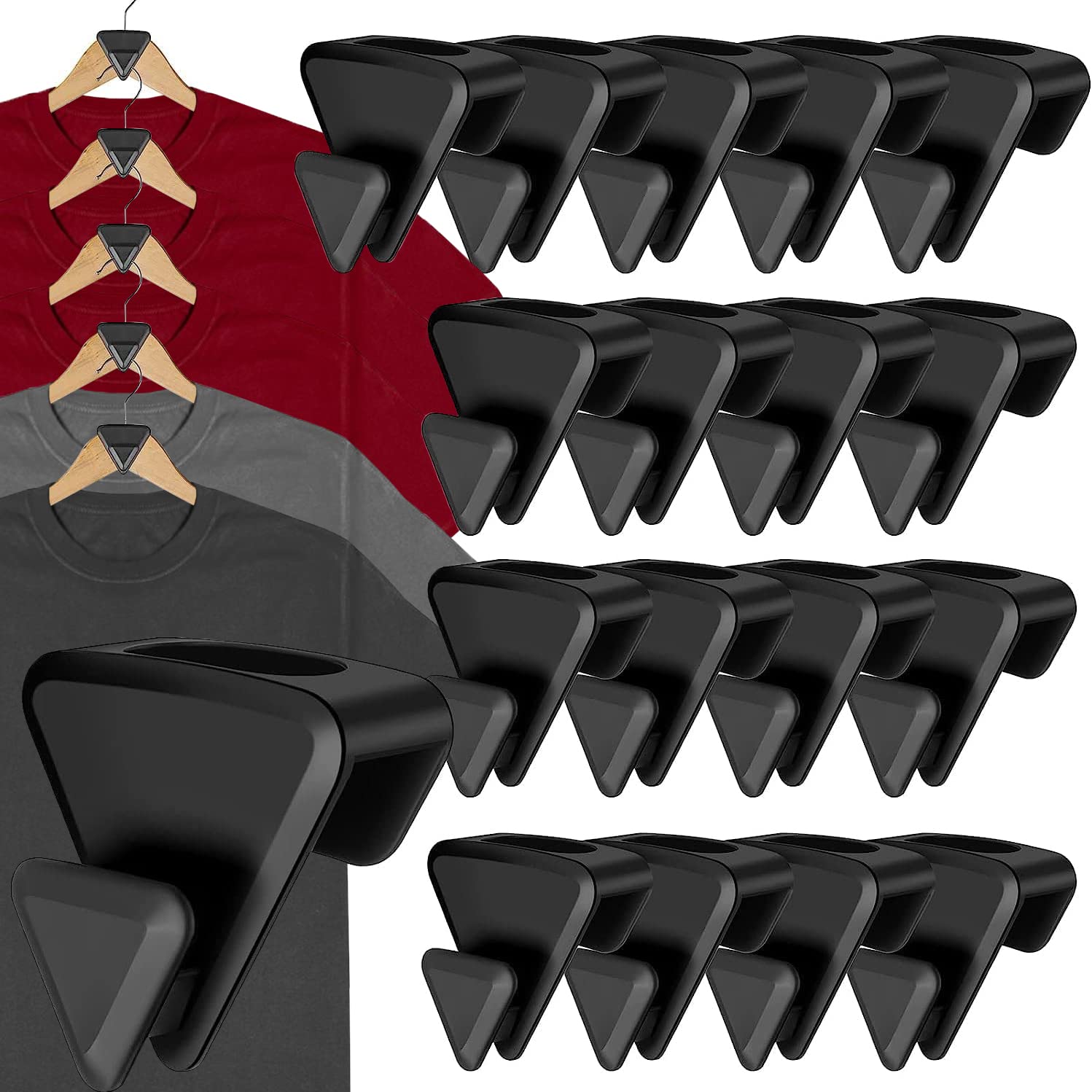 Angju18 Pcs Space Saving Clothes Hanger Connector Hooks, Heavy Duty Hangers Extender Clips to Create Up to 5X Closet Space, Premium ABS Materials Closet Organizer for Hanging Shirts, Pants