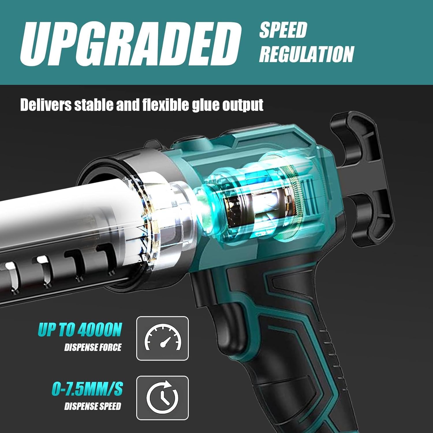 Draadloos cartridgepistool compatibel met Makita 18 V accu, elektrisch cartridgepistool met 4 snelheden en ledlicht, draadloos cartridgepistool voor het afdichten en afdichten (zonder