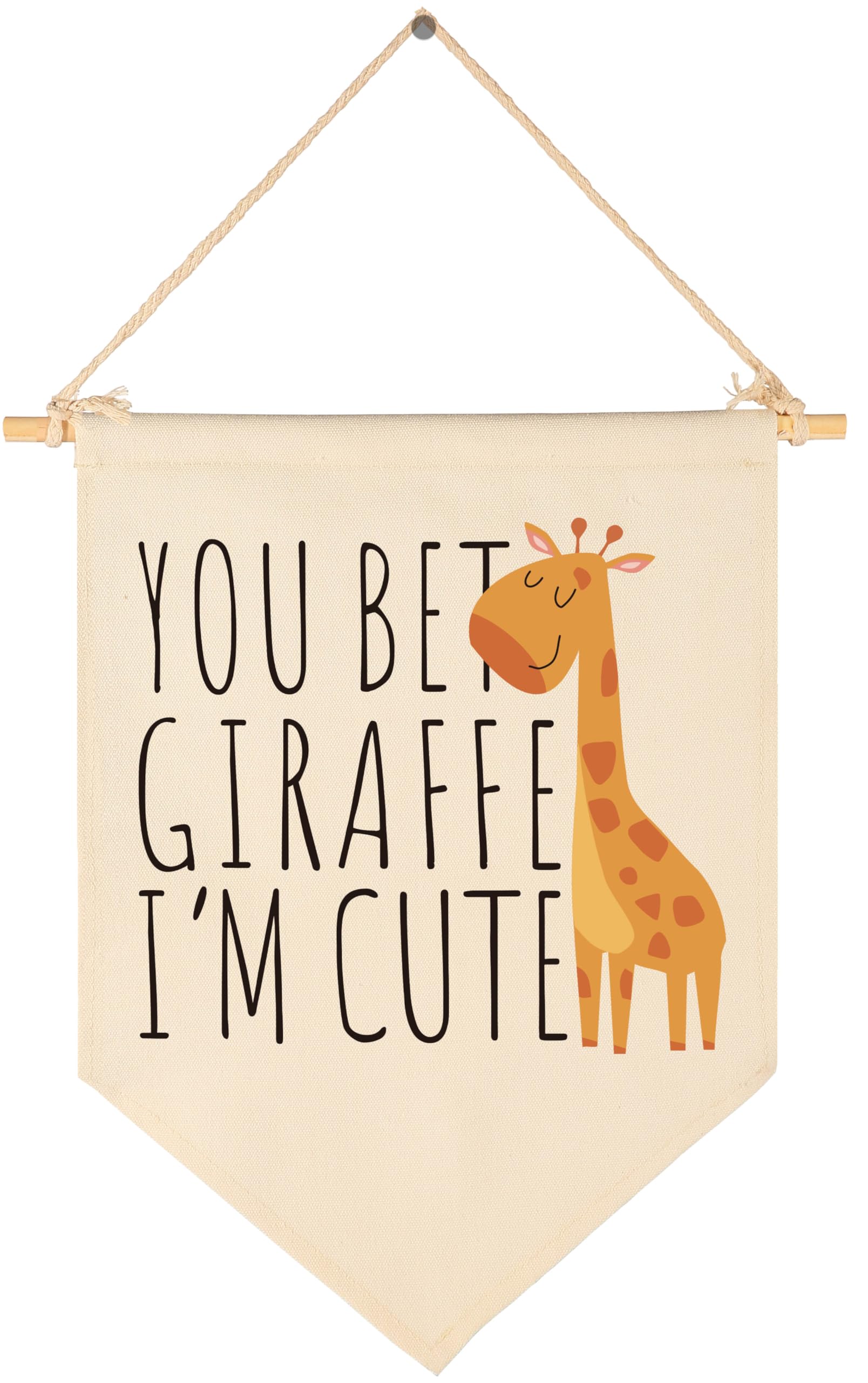 You Bet Giraffe I'm Cute,Giraffe-Nursery Wall Décor Gift for Baby Boys Girls Kids-Canvas Hanging Flag Banner Pennant Wall Decor for Nursery Kid's Room Playroom