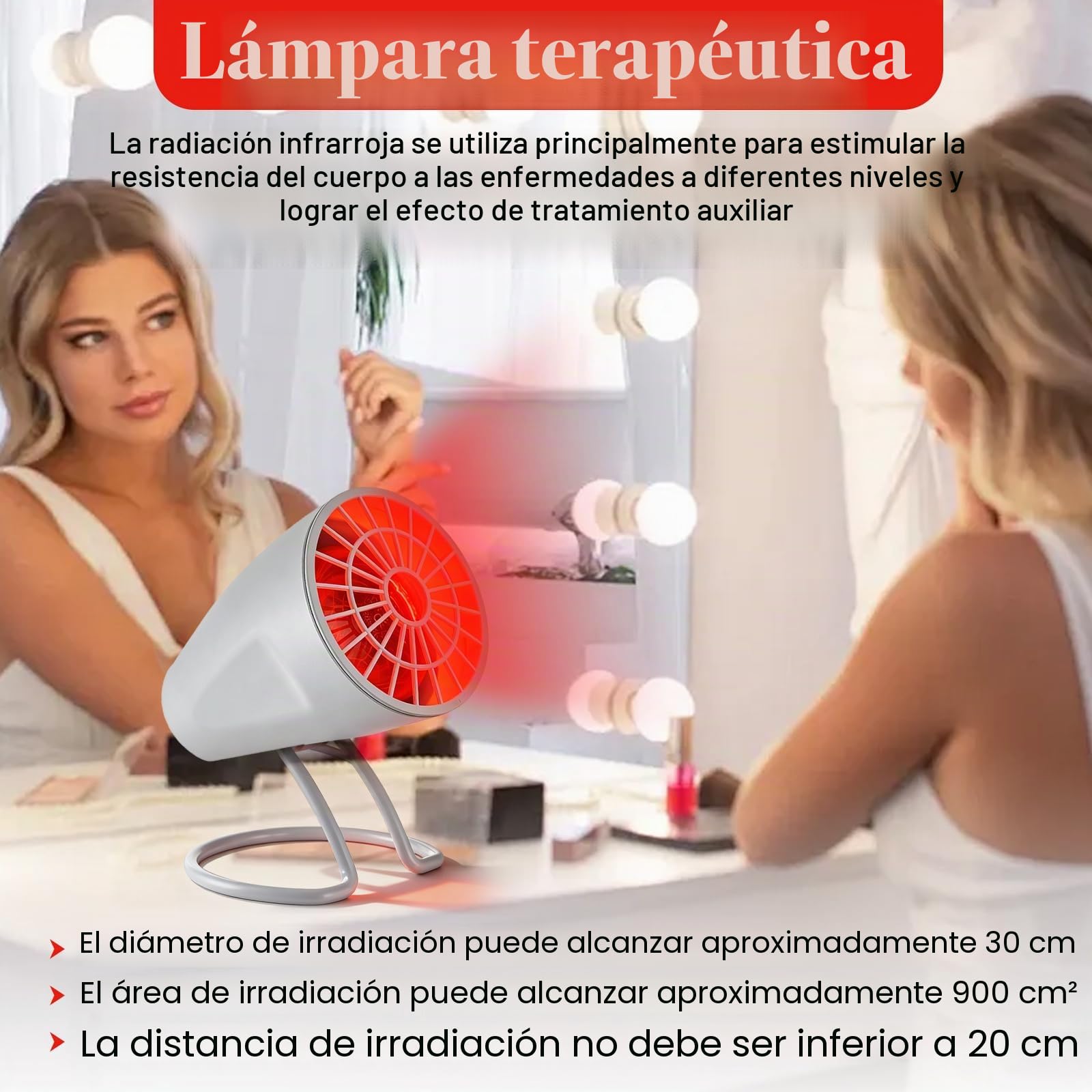 PORFOYO Lámpara infrarroja, lámpara de luz roja de 150 W, lámpara de calor infrarroja, lámpara de calor con temporizador y temperatura ajustable, ángulo ajustable, lámpara de luz infrarroja para el