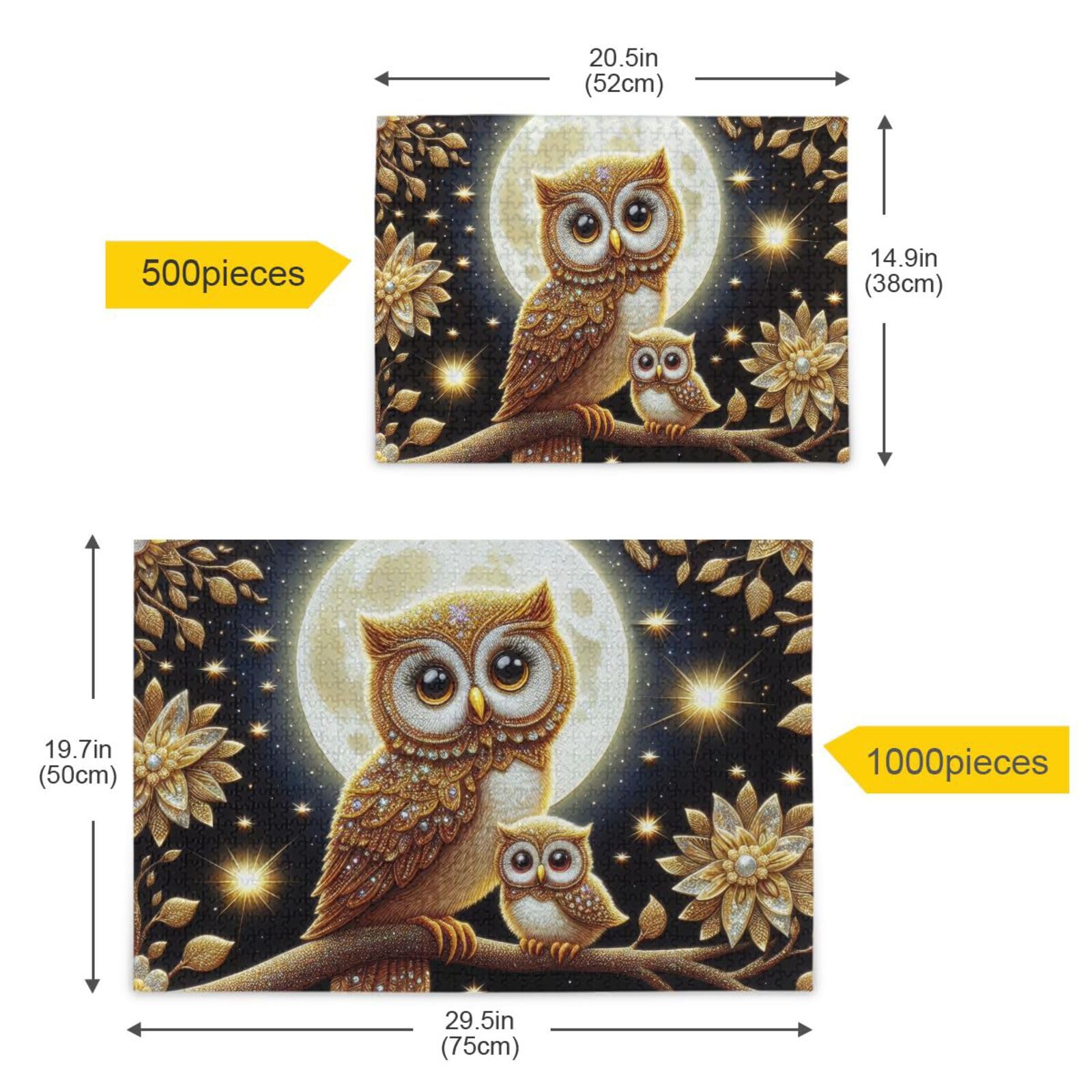 ZENWAWA Owl Flying Flowers Jigsaw Puzzle – 500 Pieces, Alphabet Back, Storage Bag & Picture – 29.5×19.7 Inches - View #9