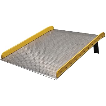 Vestil TAS-15-7236 Aluminum Dock Board Steel Curb 72 in. x 36 in. 15,000 Lb. Capacity Silver/Yellow