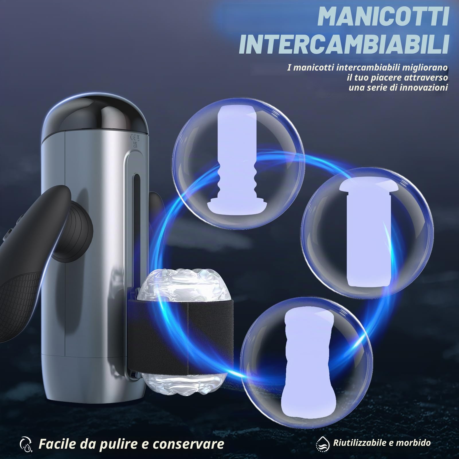 Roluck Masturbatore Elettrico a Coppa per Uomo, Vagina Tascabile con 10 Frequenze di Spinta, 10 Velocità e 10 Modalità di Retrazione, Sex toy con Supporto per Telefono Rimovibile