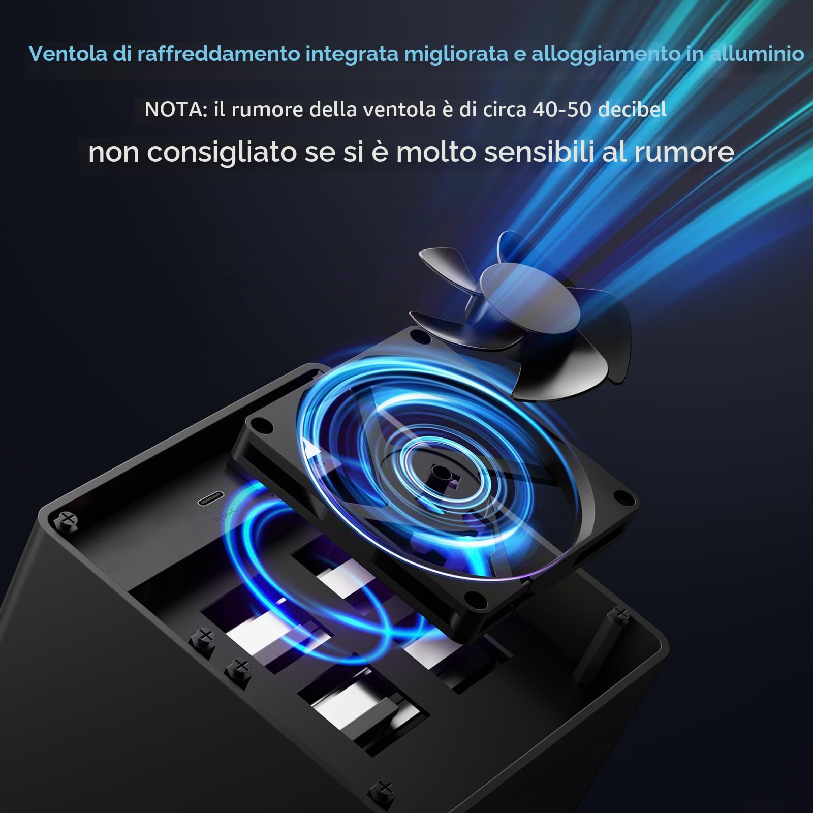 Case Hard Disk, CENMATE 10Gbps Case HDD 4 Bay Alluminio con Ventola per HDD/SSD SATA da 2,5/3,5, USB A/C 3.2, Supporto Sostituzione a Caldo, Senza Attrezzi, DAS (NO RAID/NAS)