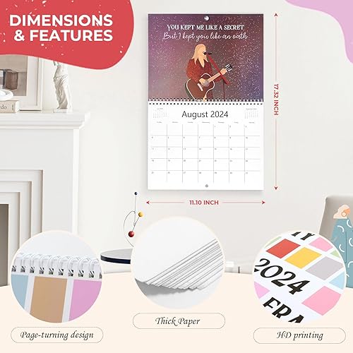 Miniatura 5 de Calendario de gira de Eras 2024, pósteres musicales, portada de álbum, calendario de pared 2024 para fanáticos, regalo para amantes de la música,