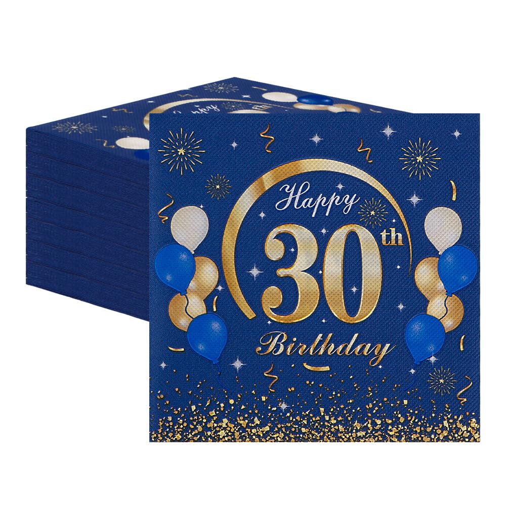 60 Stück Servietten 30. Geburtstag Mann - Happy Birthday Servietten für 30 Geburtstag Männer Tischdekoration